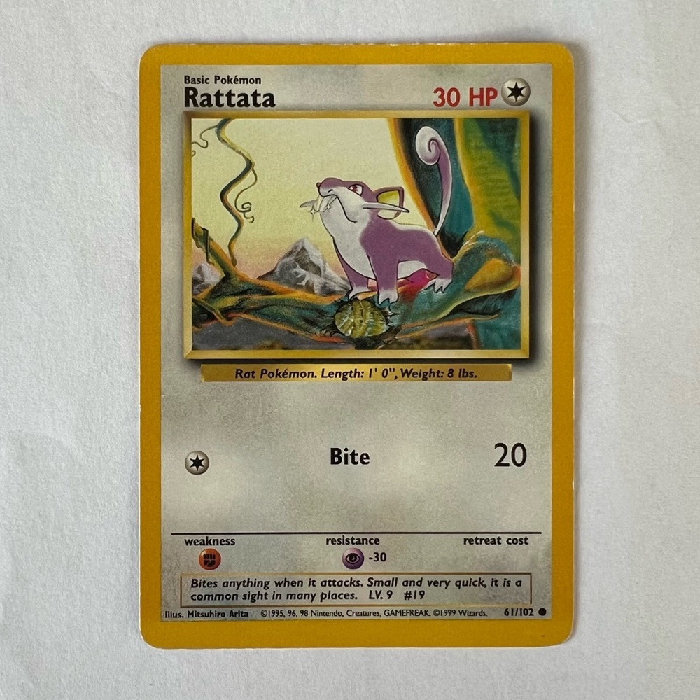 Vintage Pokemon Rattata Playing Card